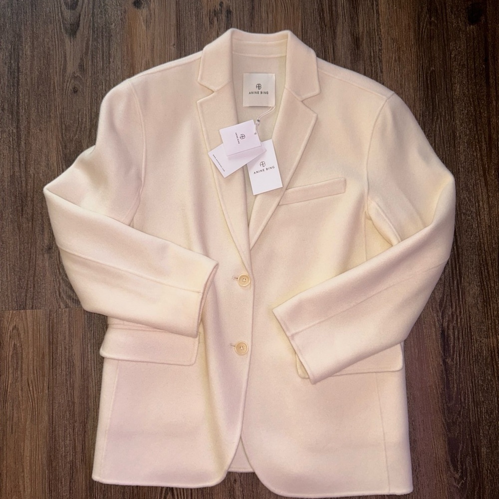 ANINE BING WOMENS IVORY QUINN CASHMERE BLEND BLAZER SIZE SMALL NEW WITH TAGS
